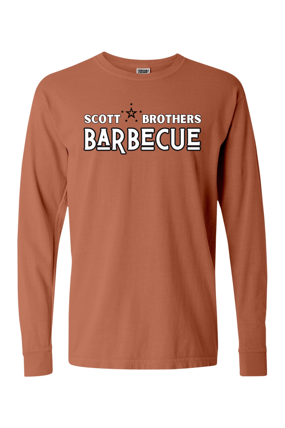 Scott Brothers Barbecue Black N' White Logo Comfort Colors Long Sleeve T-Shirt - Mens