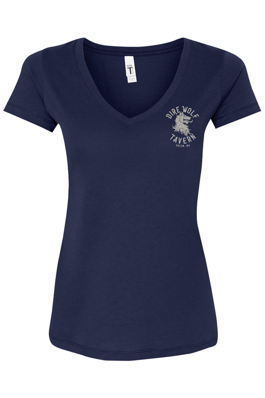 Dire Wolf Tavern Logo Women's Cotton Blend V-Neck T-Shirt