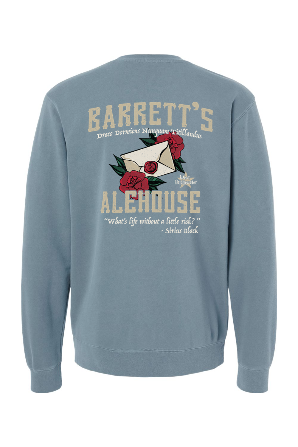 Barrett's Alehouse Rose Letter Pigment-Dyed Crewneck - Mens Adult