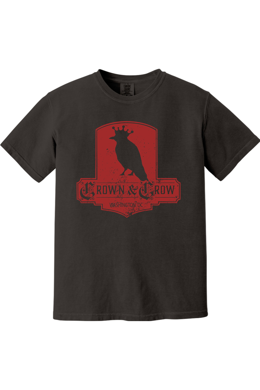 Crown & Crow in Red Distressed Mens Garment-Dyed T-shirt
