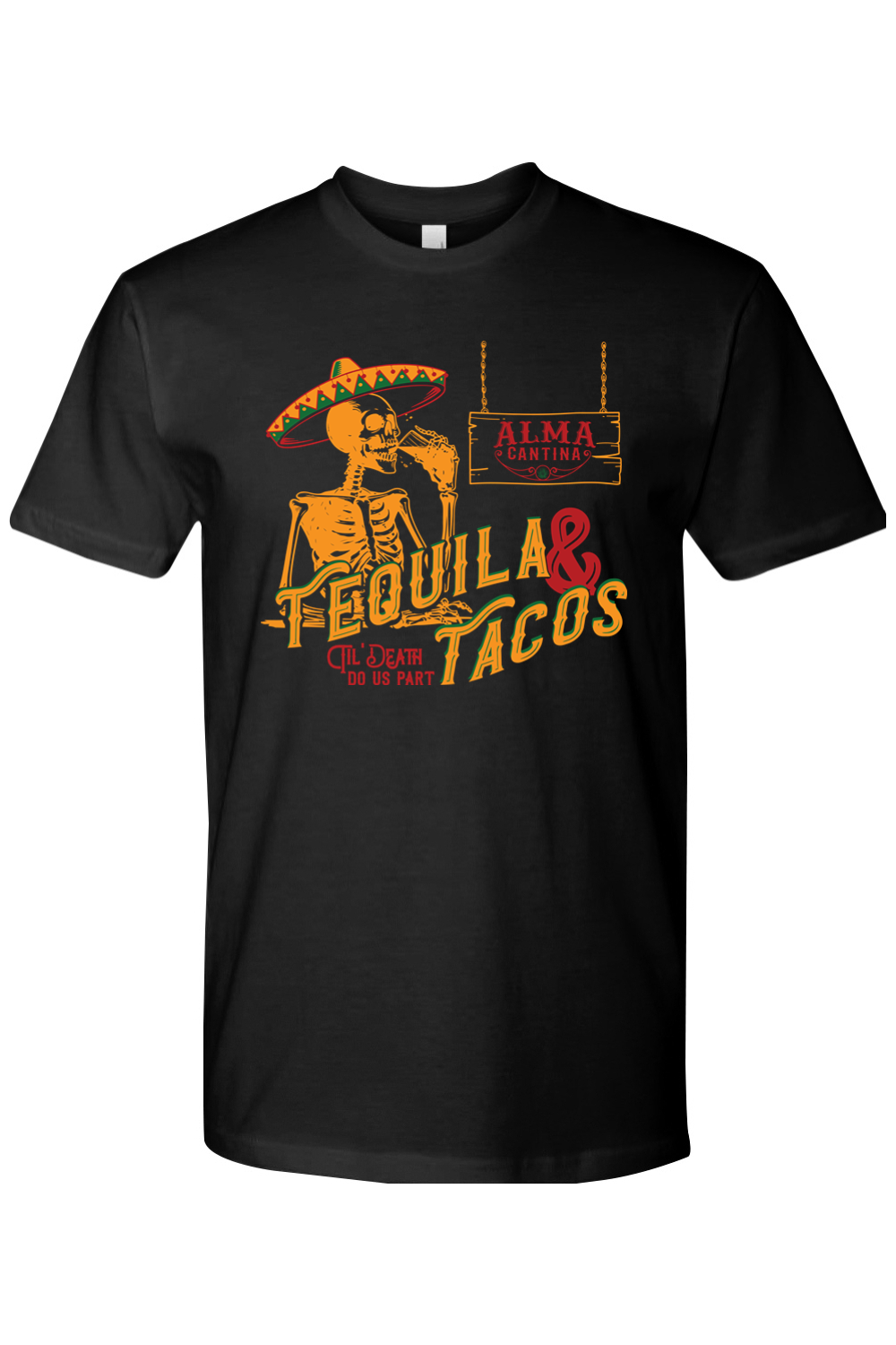 Alma Cantina 'Til Death Premium Fit Cotton T-Shirt - Mens