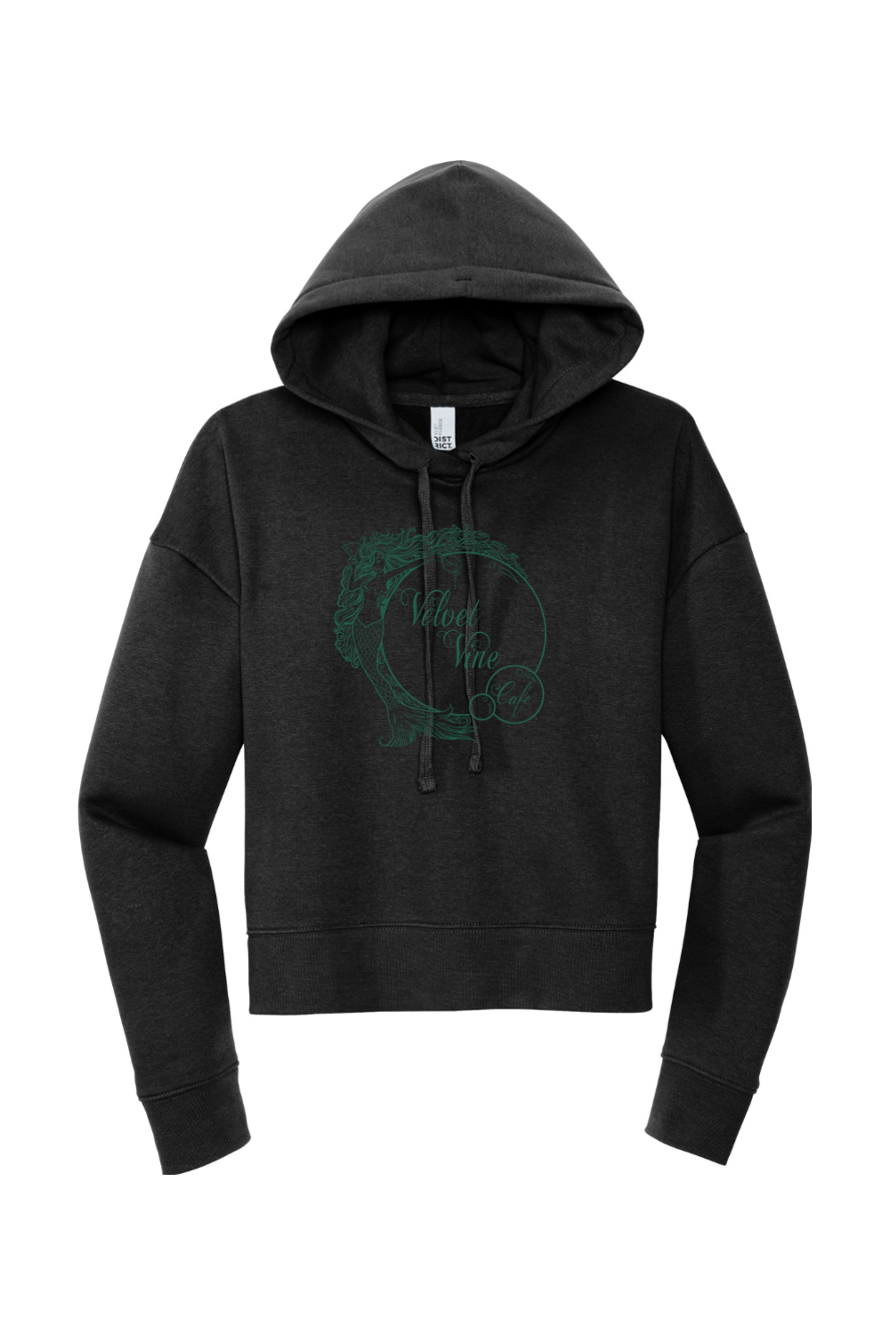 Velvet Vine Cafe Green Logo Modest Cropped Hoodie - Women's