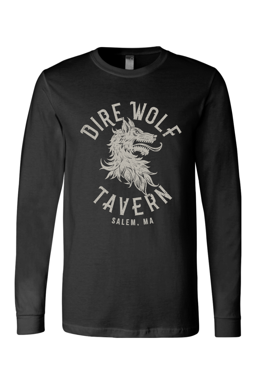 Staff Uniform - Dire Wolf Tavern Full Logo Long Sleeve Cotton T-Shirt - Mens