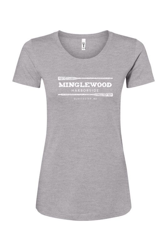 Staff Uniform - Minglewood White Logo Women's Cotton Blend T-Shirt