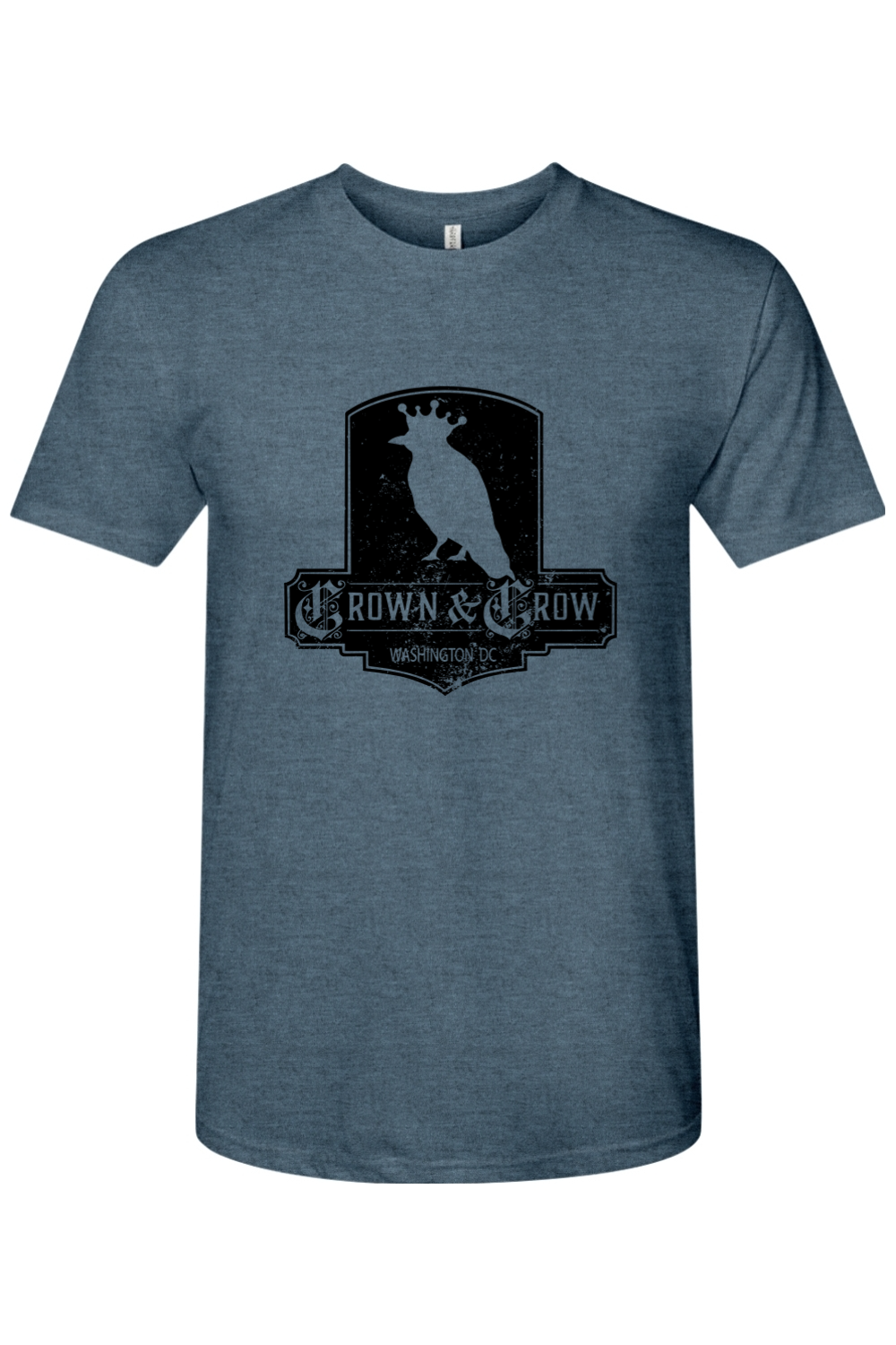 Crown & Crow in Black Distressed Mens Tri-Blend Crew Tee