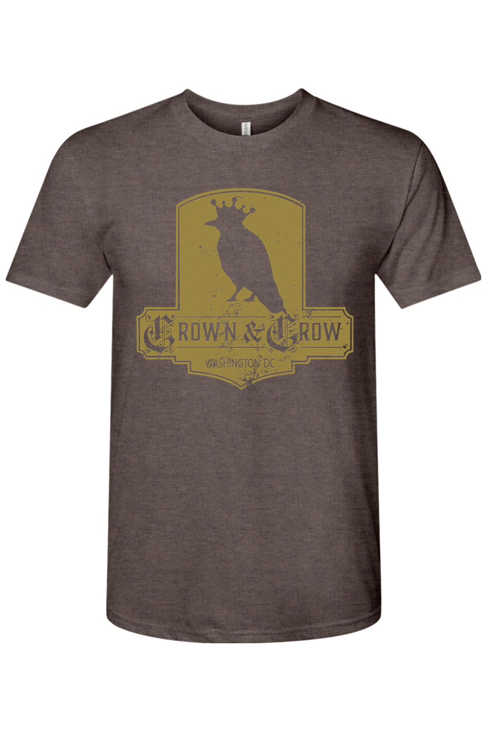 Crown & Crow in Gold Distressed Mens Tri-Blend Crew Tee