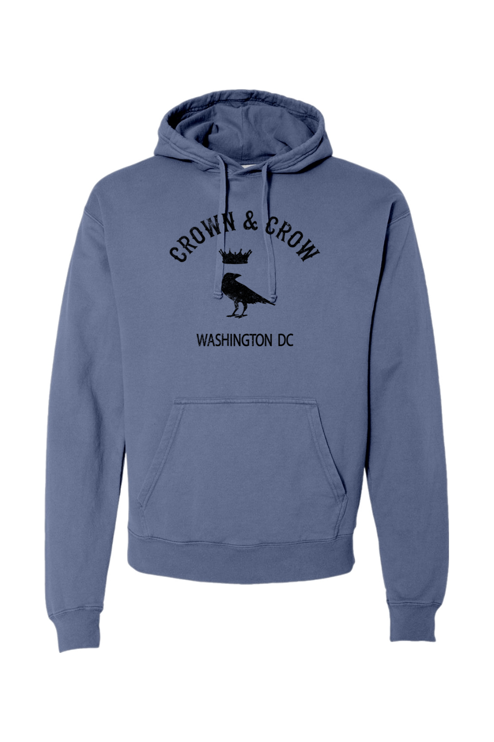 Crown and Crow Black Original Logo - Mens Garment-Dyed Hoodie