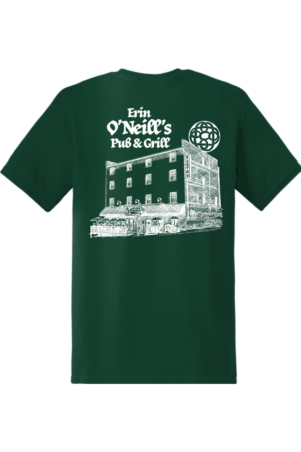 Erin O'neill's Pub & Grill Sketch - White Print Cotton T-Shirt - Mens