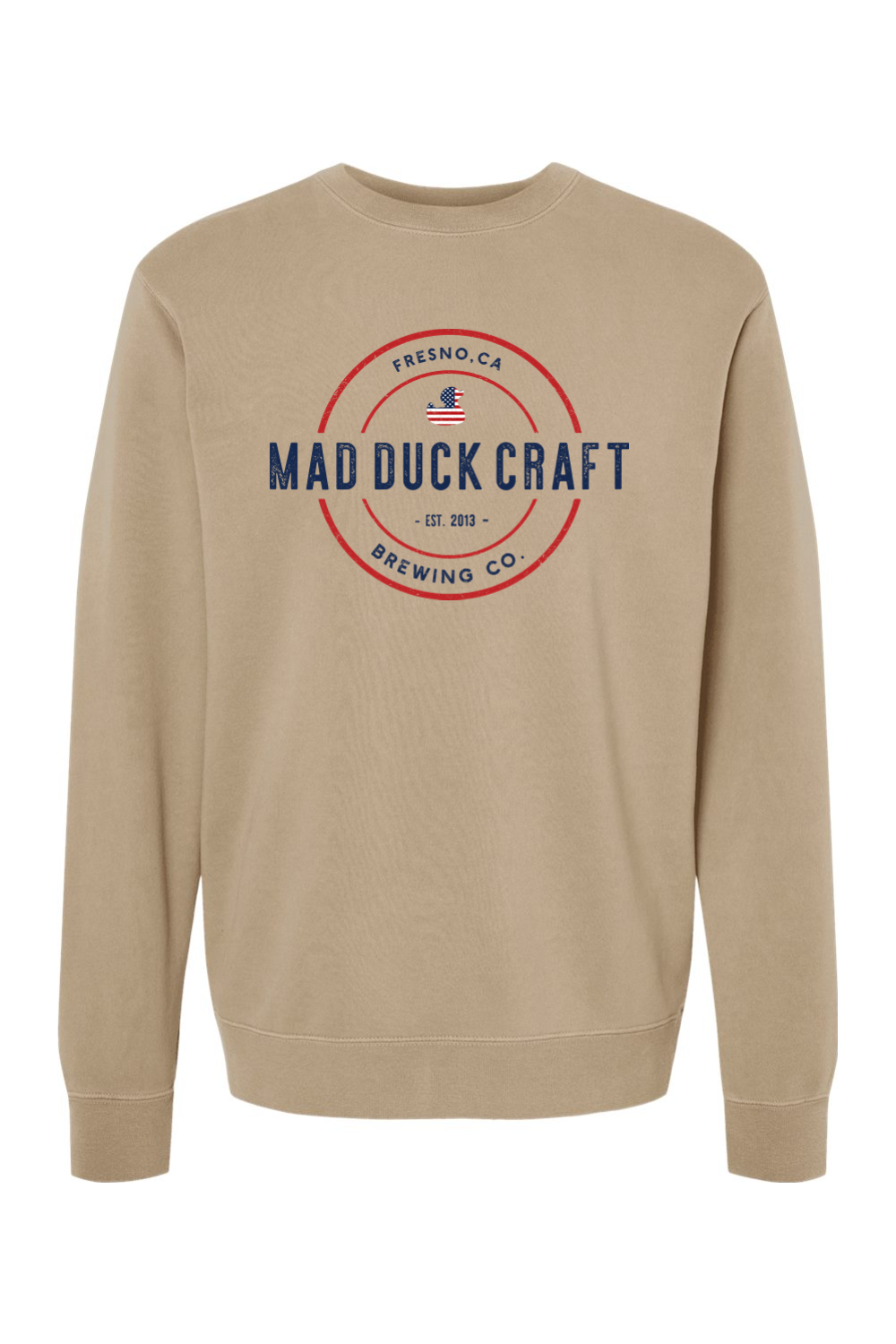 Mad Duck Red, White, Blue Pigment-Dyed Crewneck Sweatshirt