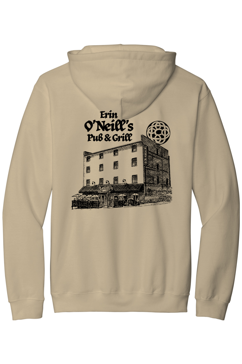 Erin O'neill's Pub & Grill Sketch - Light Colored Hoodie - Mens