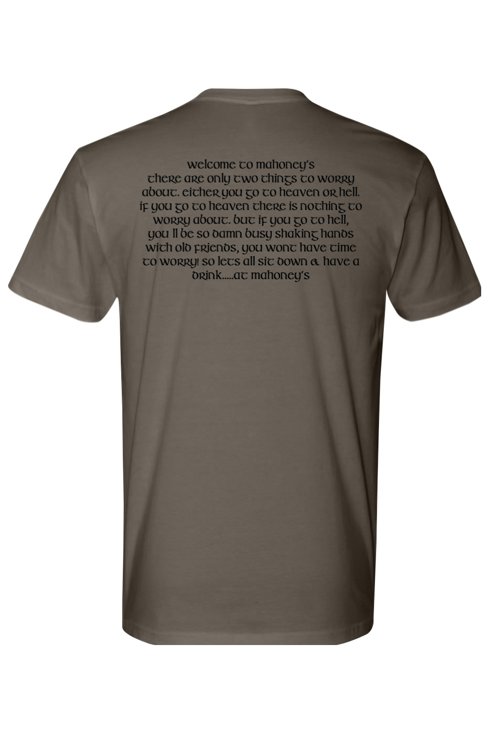 Welcome to Mahoney's in Black Mens Fitted Crewneck Tee