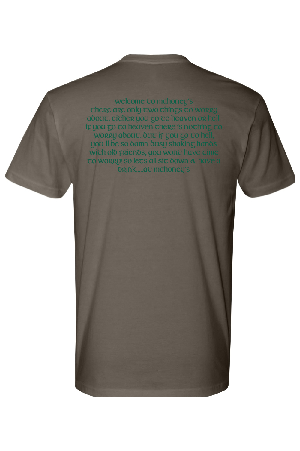 Welcome to Mahoney's in Green Mens Fitted Crewneck Tee