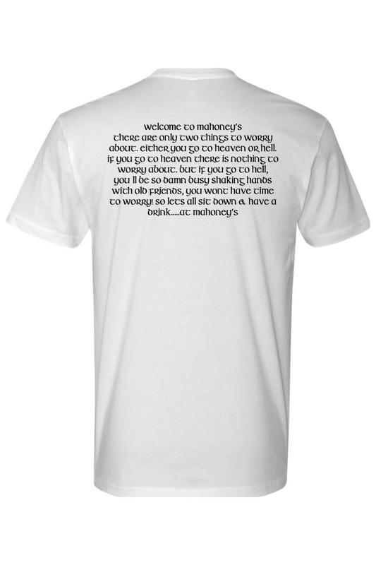 Welcome to Mahoney's in Black Unisex Fitted Crewneck Tee