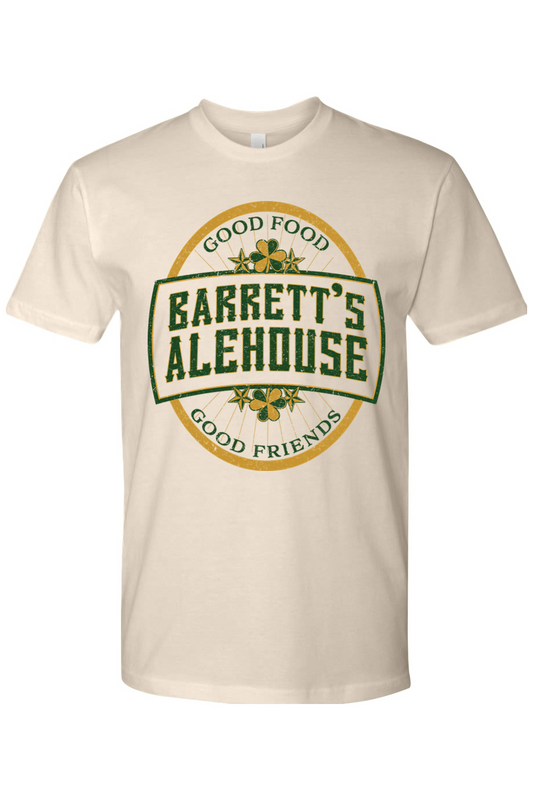 Barrett's Alehouse Throwback Logo with Clover Premium Cotton T-Shirt - Unisex