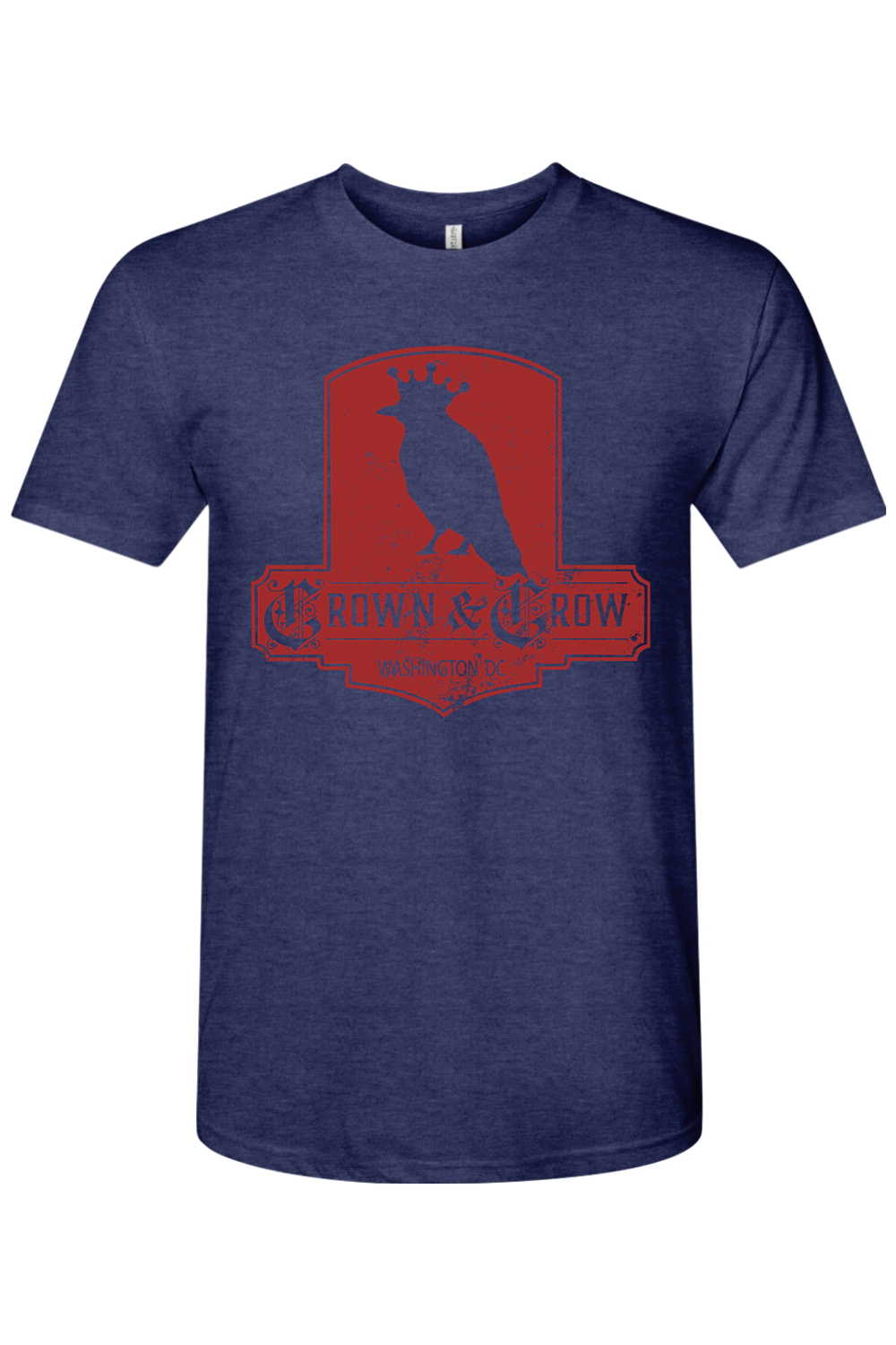 Crown & Crow in Red Distressed Mens Tri-Blend Crew Tee