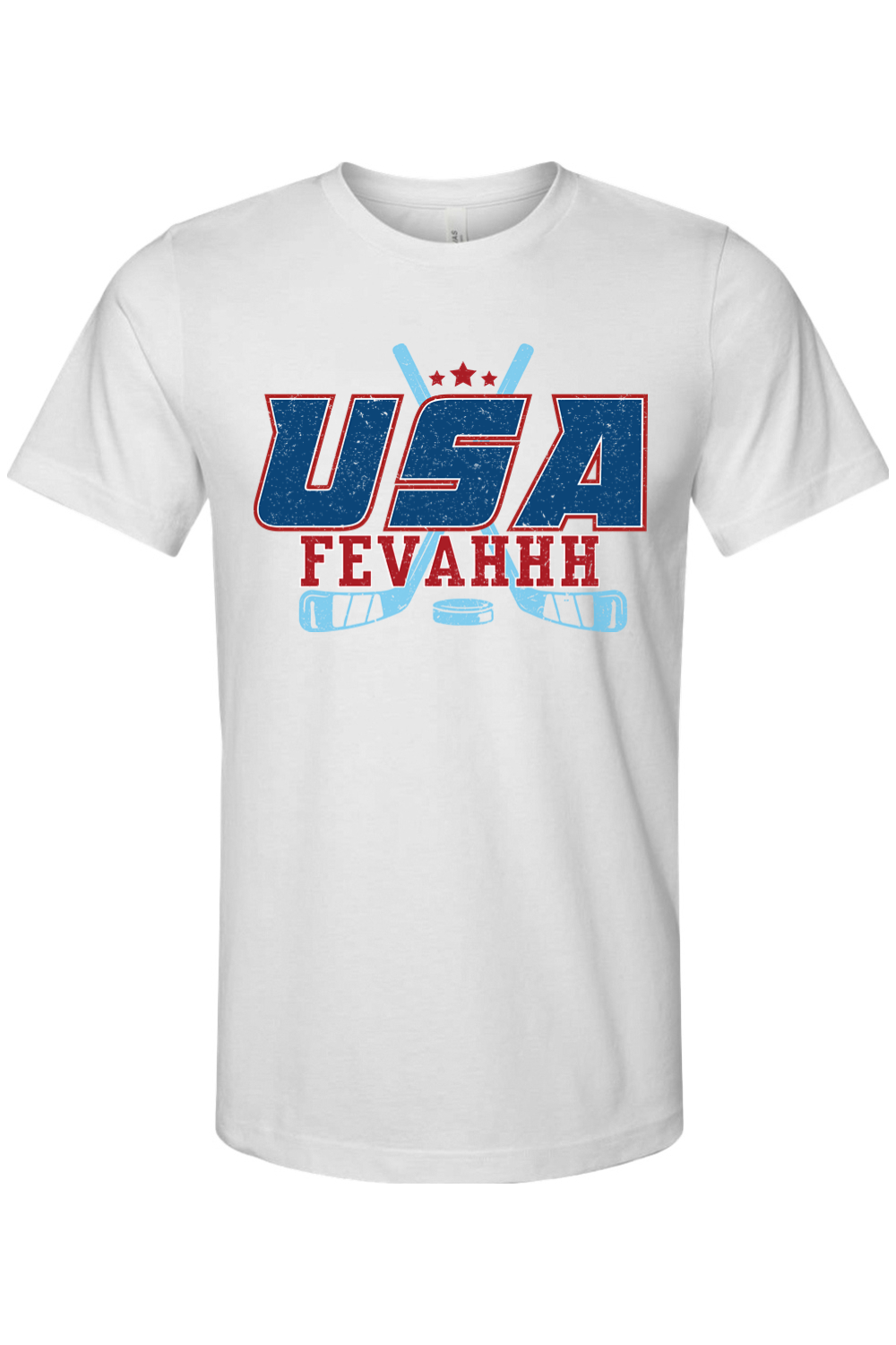 The Fevahhh USA Hockey Red White & Blue 100% Cotton T-Shirt - Mens
