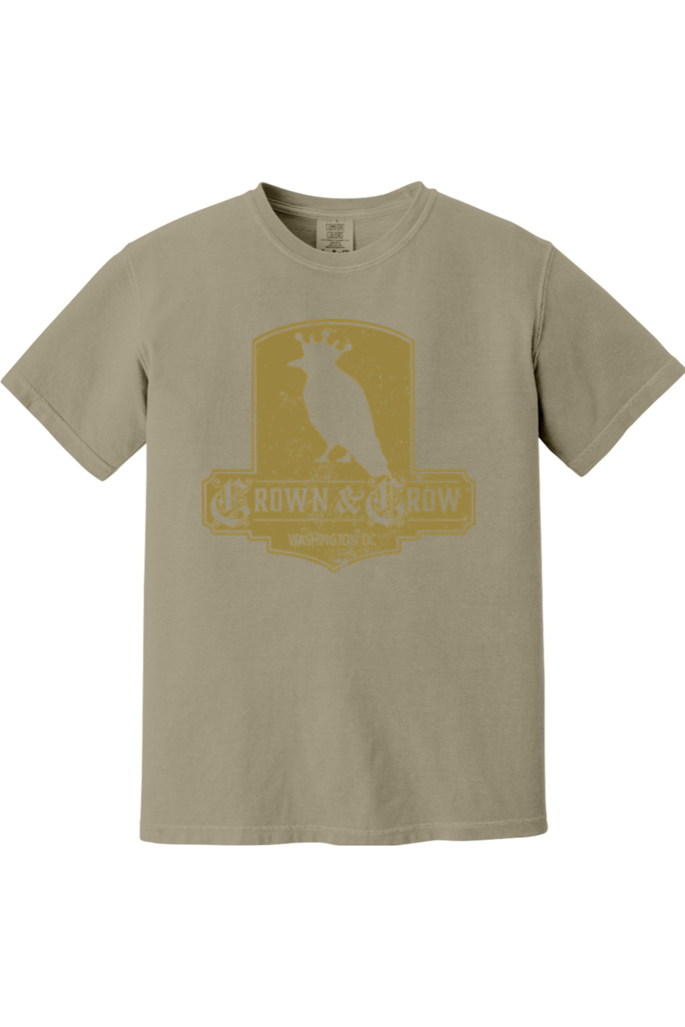 Yellow Distressed Logo - Mens Garment-dyed Long Sleeve T-Shirt
