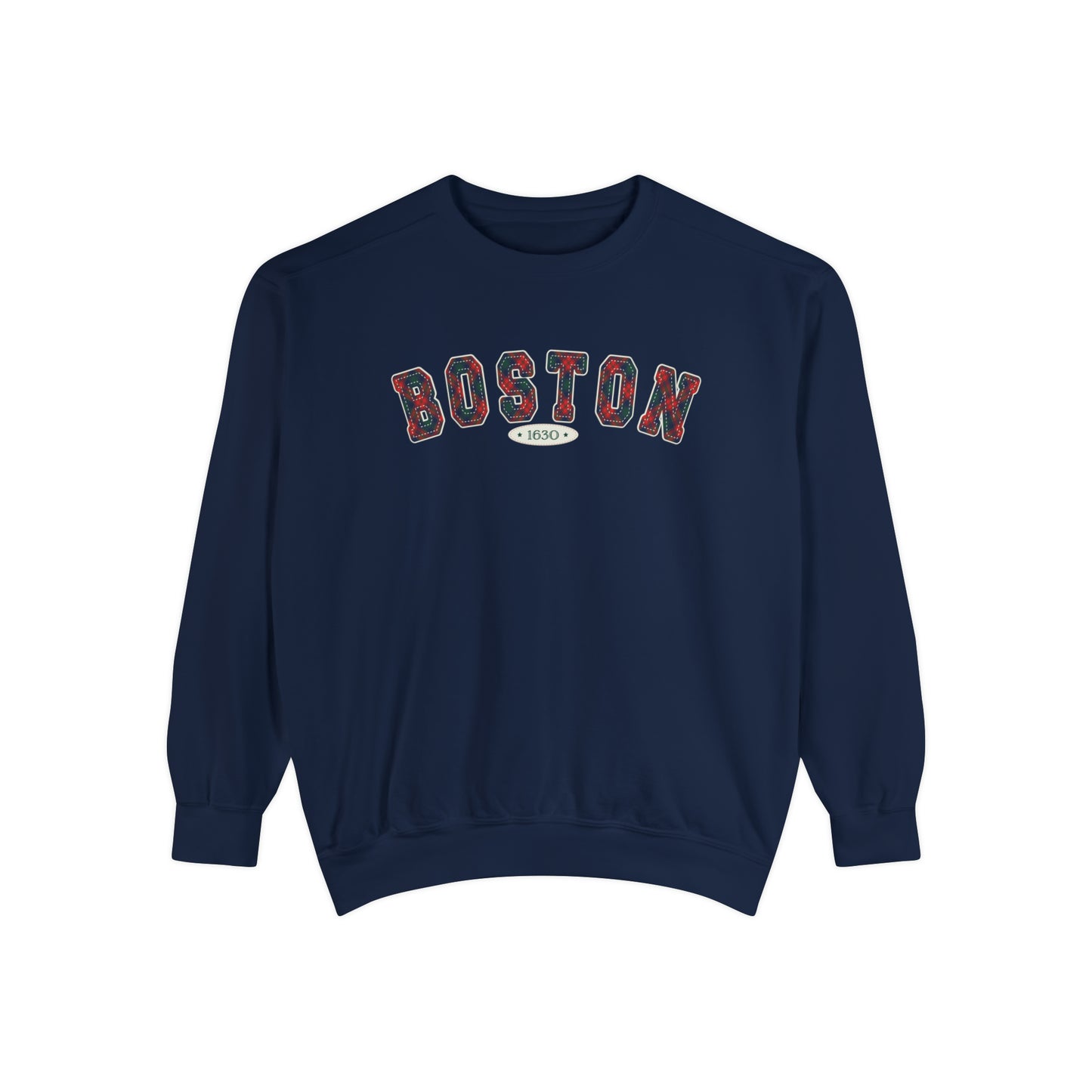 Boston Holiday Plaid Garment Dyed Sweatshirt
