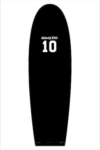 Black 100% cotton women's long sleeve uniform shirt featuring white Jake n JOES logo and number 10 graphic.