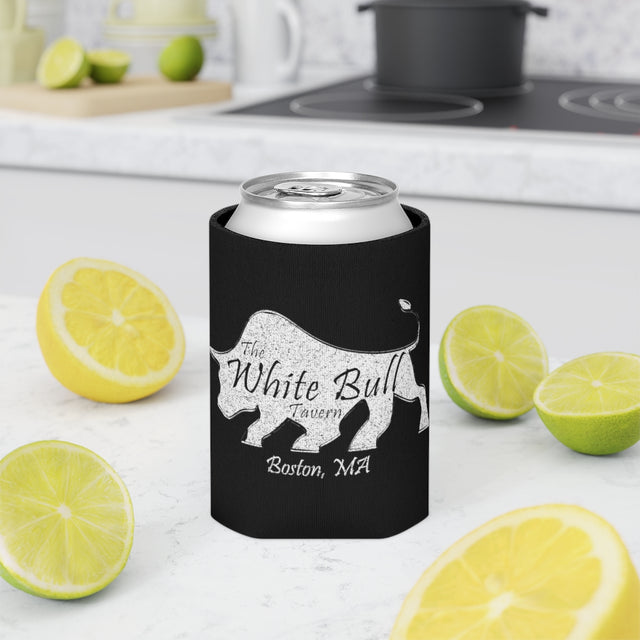 Can Cooler - White Distressed Logo - Black