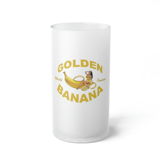 Golden Banana Frosted Glass Beer Mug