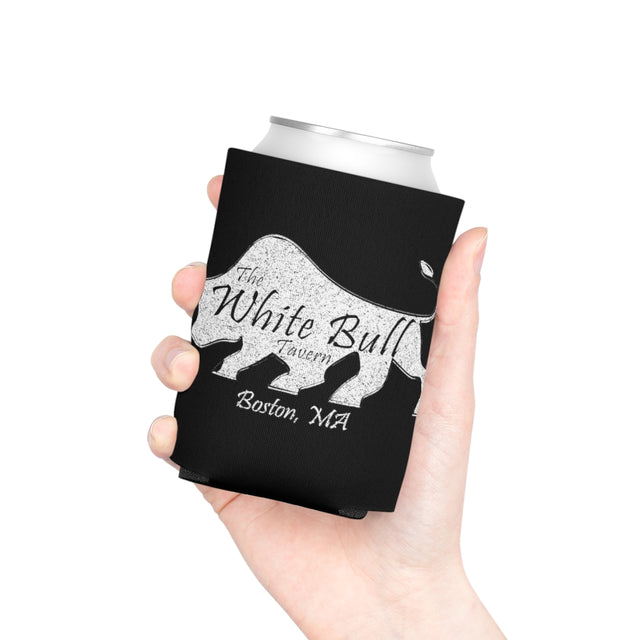 Can Cooler - White Distressed Logo - Black