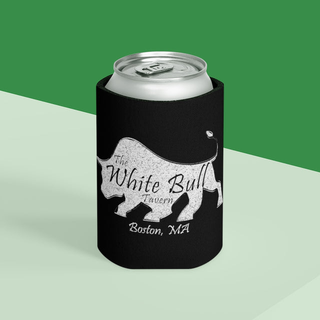 Can Cooler - White Distressed Logo - Black