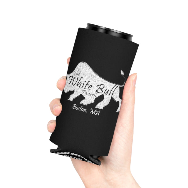 Can Cooler - White Distressed Logo - Black