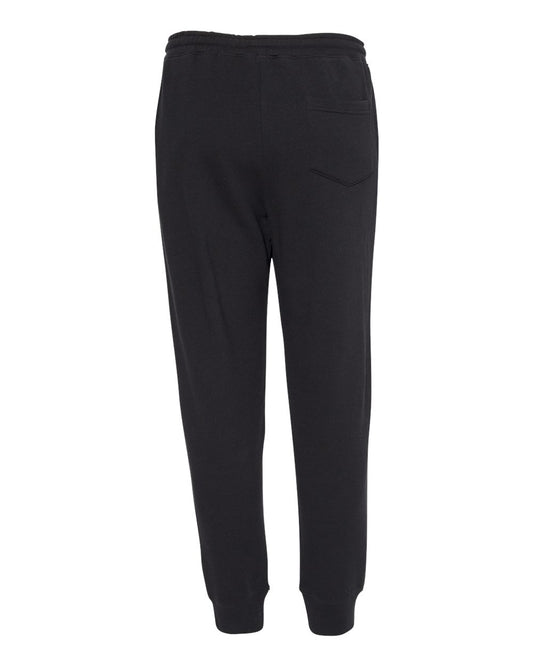 Black Bistro781 midweight fleece joggers with an elastic waistband, ribbed ankle cuffs, and a back pocket.