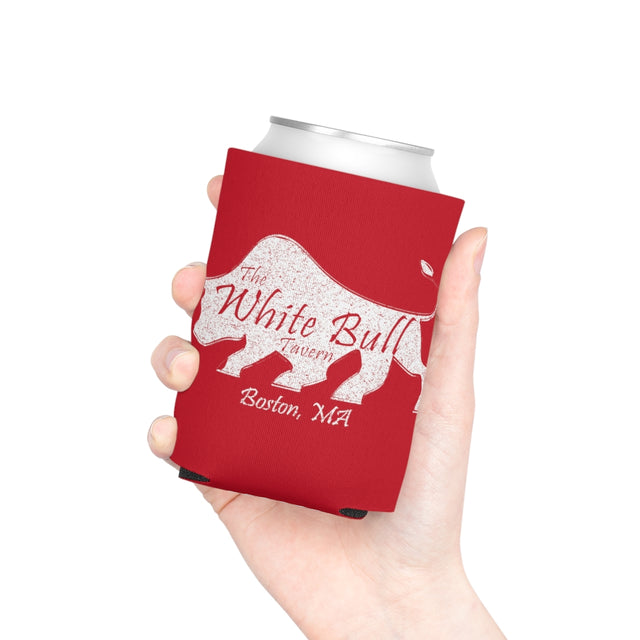 Can Cooler - White Distressed Logo - Red