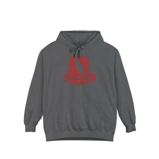 Red Distressed Logo - Unisex Garment-Dyed Hoodie
