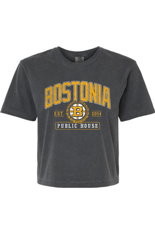 Bostonia Black & Gold Comfort Colors Boxy T-Shirt - Women's
