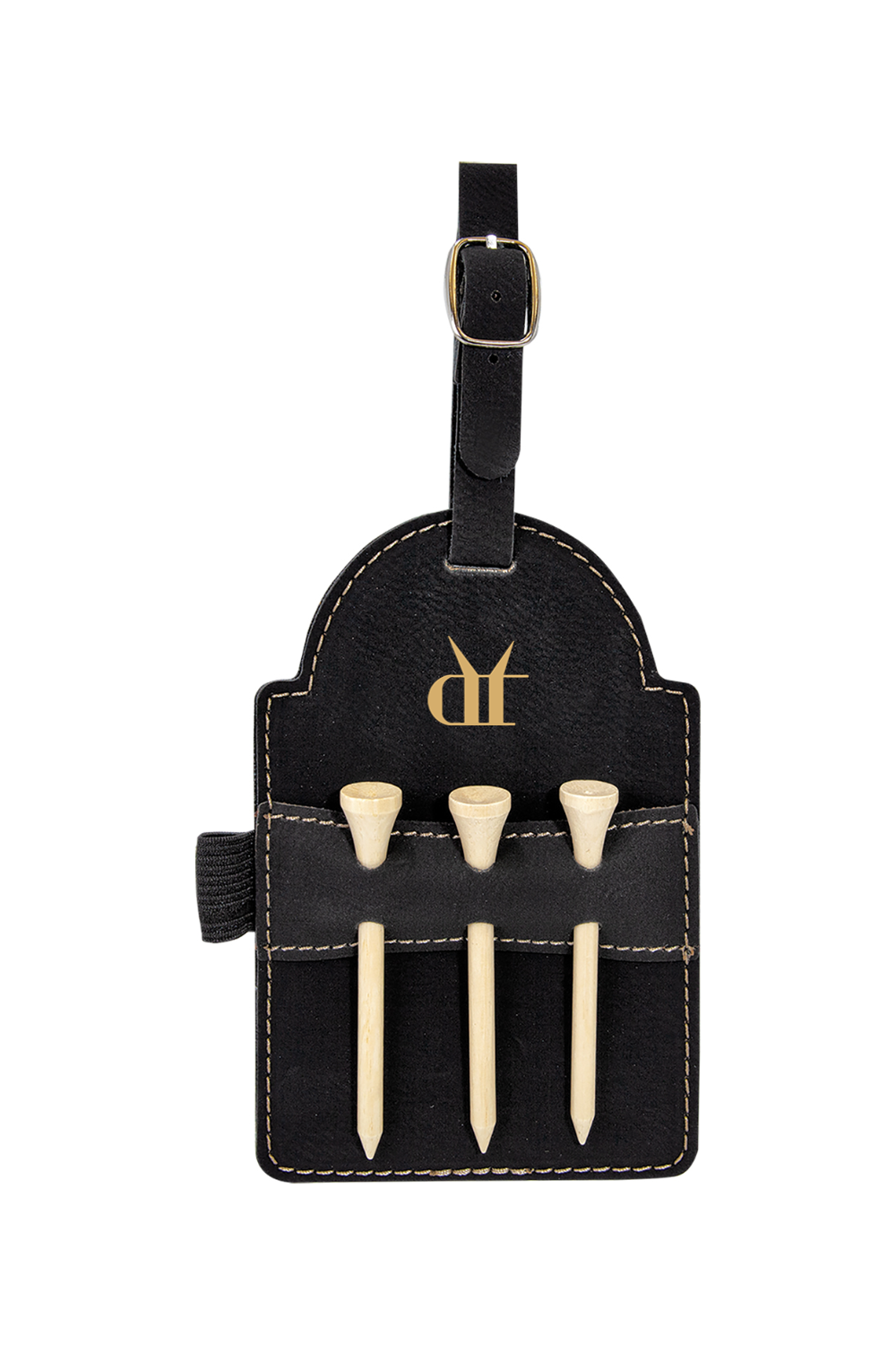 Drink That Laserable Leatherette Golf Bag Tag with 3 Wooden Tees