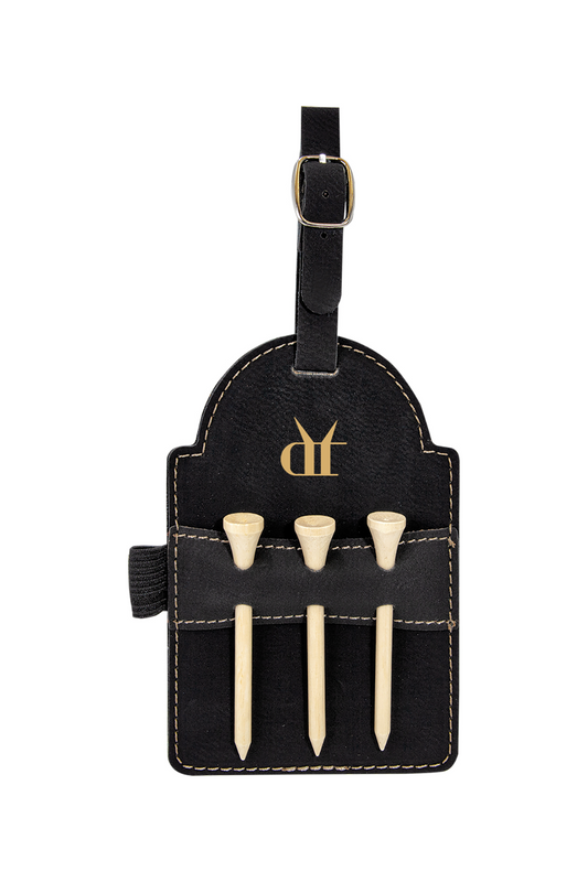Drink That Laserable Leatherette Golf Bag Tag with 3 Wooden Tees