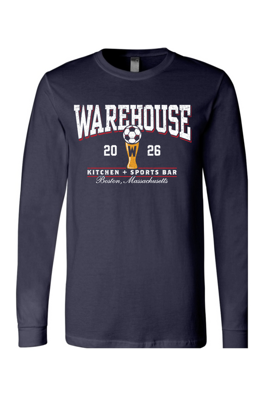 Warehouse Kitchen + Sports Bar Soccer Long Sleeve Cotton T-Shirt - Mens