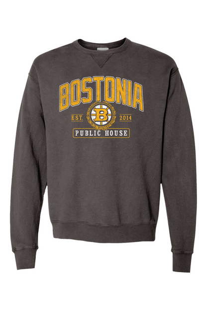 Bostonia Black & Gold Garment Dyed Crewneck Sweatshirt - Men's
