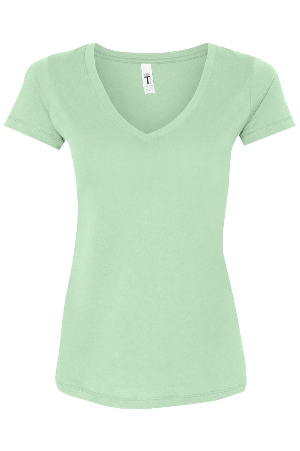 Light green Next Level Women's Ideal V-neck t-shirt with a soft cotton blend fabric and flattering feminine fit.
