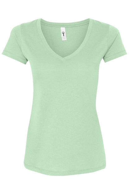 Light green Next Level Women's Ideal V-neck t-shirt with a soft cotton blend fabric and flattering feminine fit.