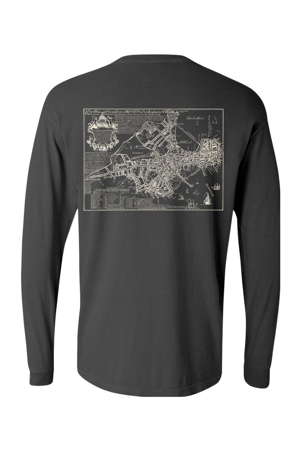 Bostonia Map Comfort Colors Long Sleeve T-Shirt - Men's