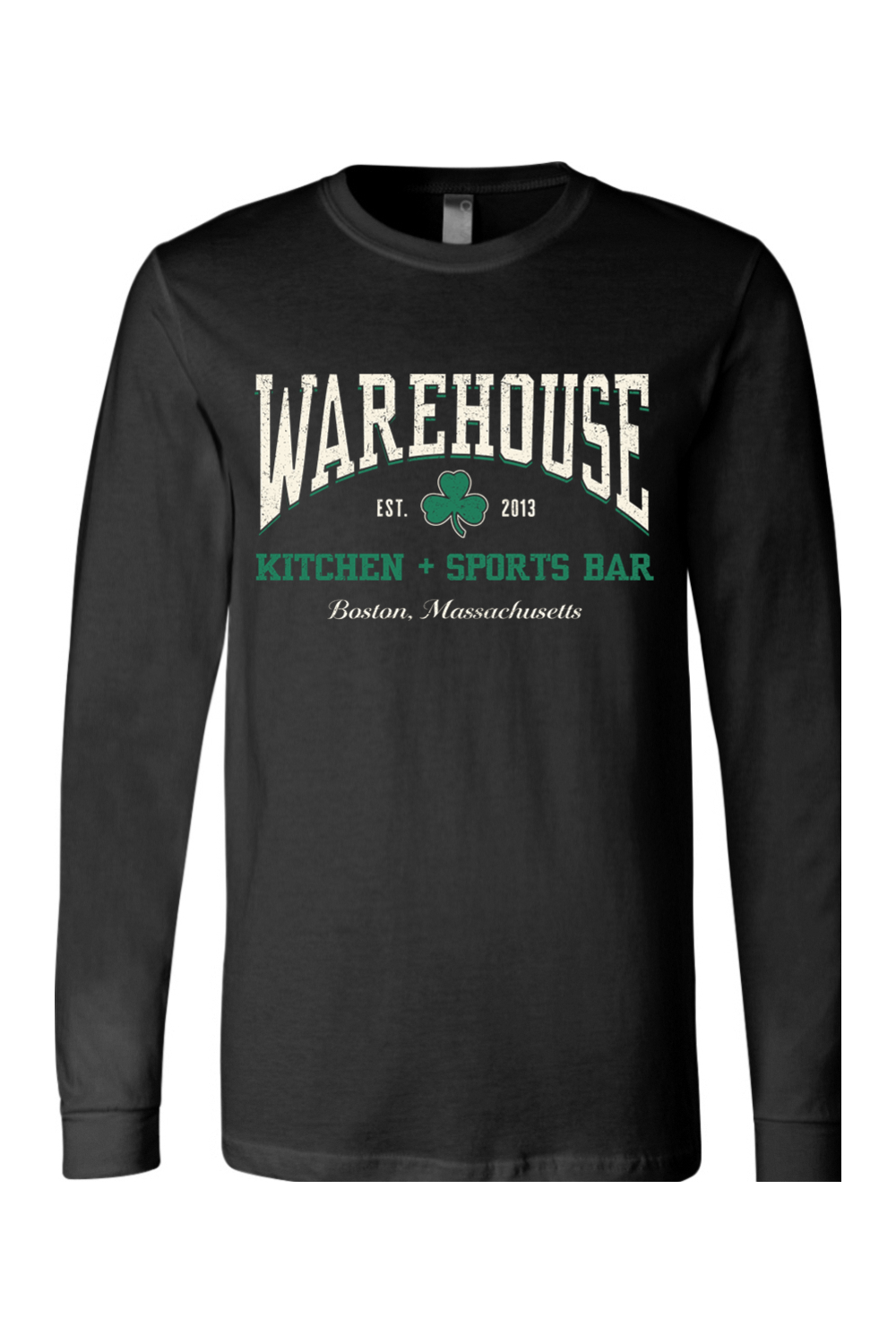 Warehouse Kitchen + Sports Bar Boston Clover Cotton Long Sleeve T-Shirt - Unisex