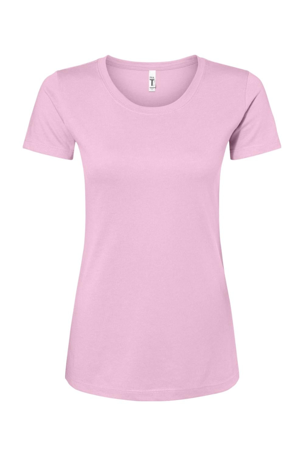 Light pink Next Level Ideal women's crew neck t-shirt made from a soft cotton-polyester blend.