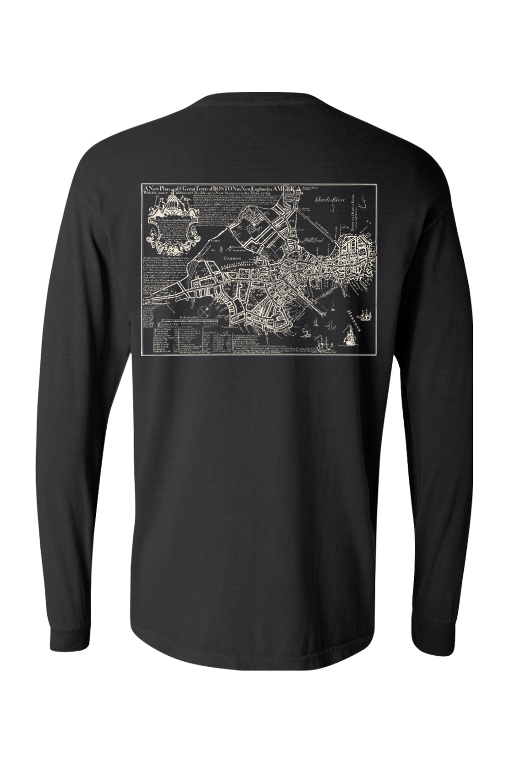 Bostonia Map Comfort Colors Long Sleeve T-Shirt - Men's
