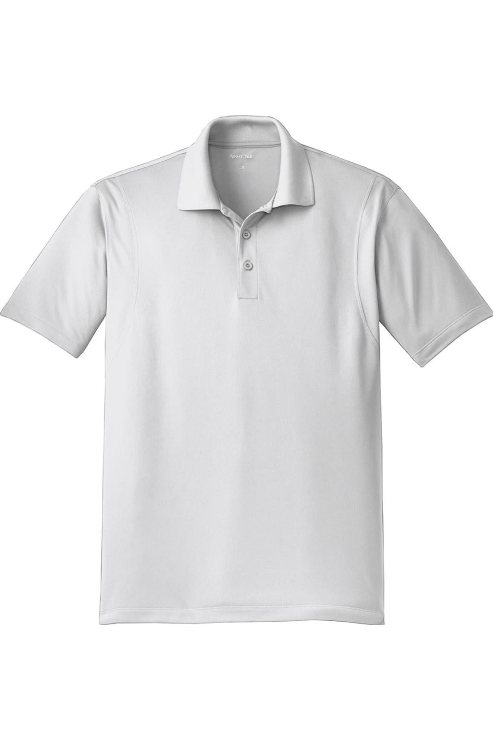 Light grey Sport-Tek Micropique moisture-wicking polo shirt with a flat collar and three-button placket.