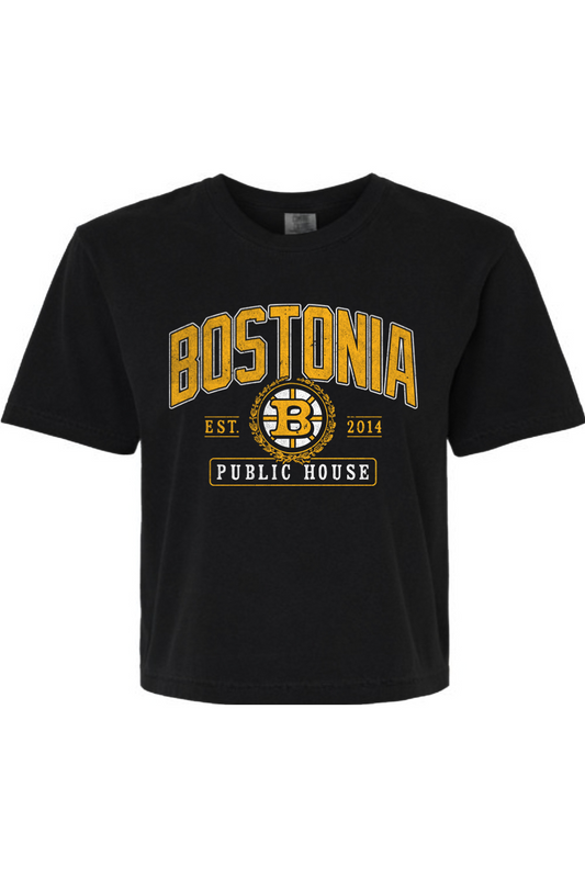 Bostonia Black & Gold Comfort Colors Boxy T-Shirt - Women's