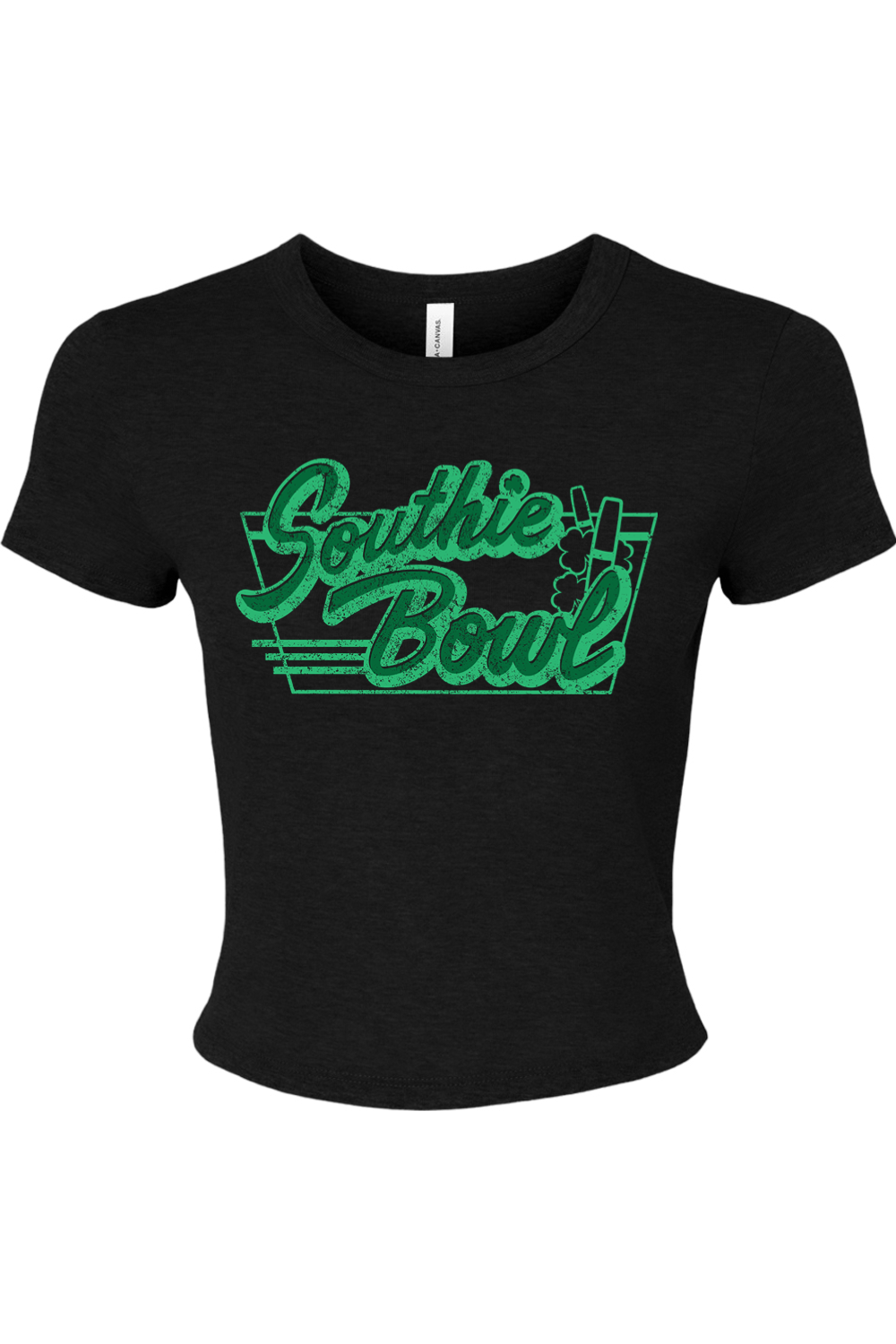 Southie Bowl Green Logo Rib Baby Tee - Women's