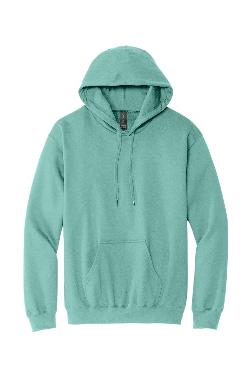 Teal Gildan Softstyle pullover hoodie with a front kangaroo pocket and matching drawstring hood.