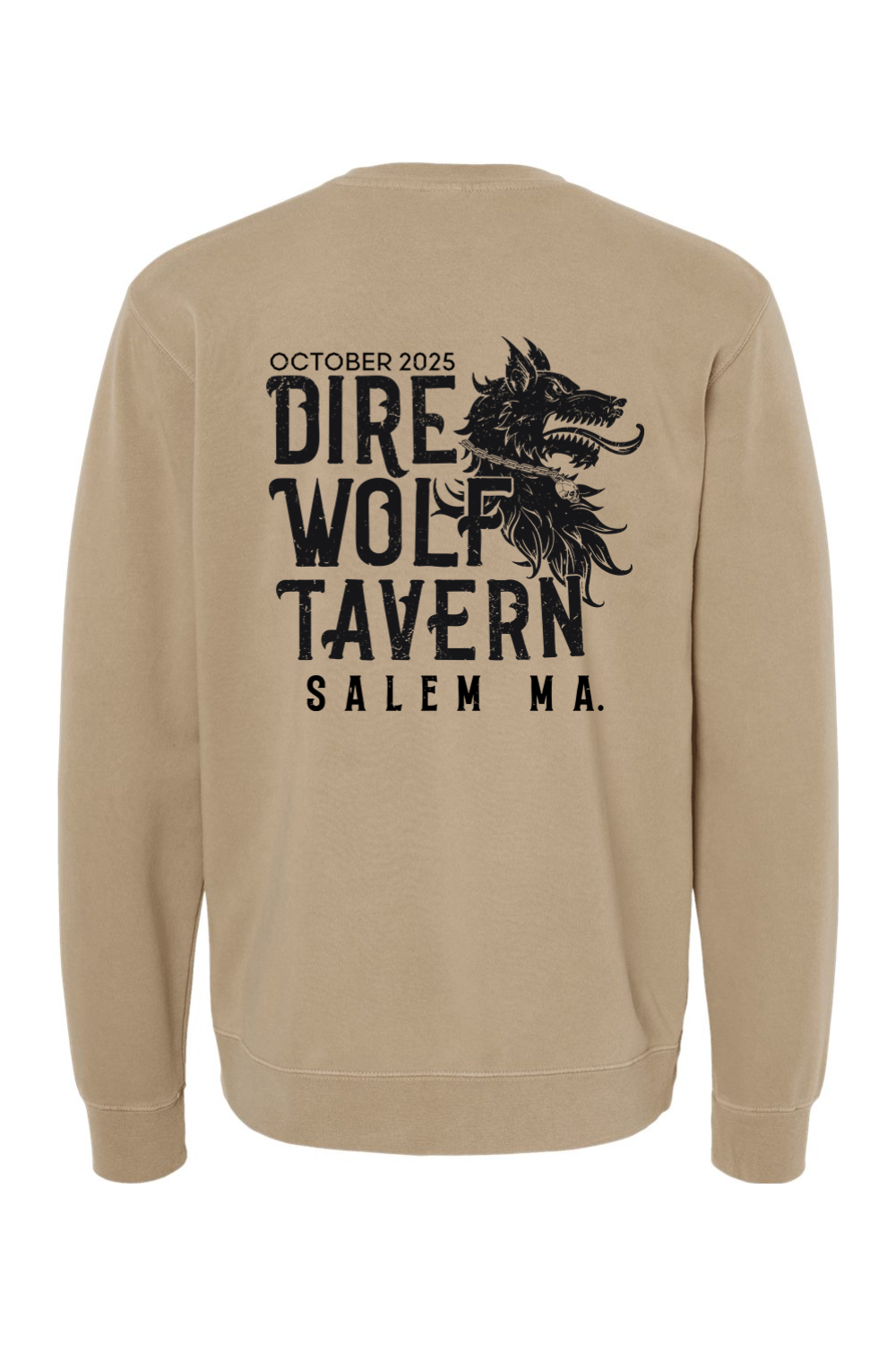 Dire Wolf Tavern Skull Chain Pigment-Dyed Crewneck Sweatshirt - Mens
