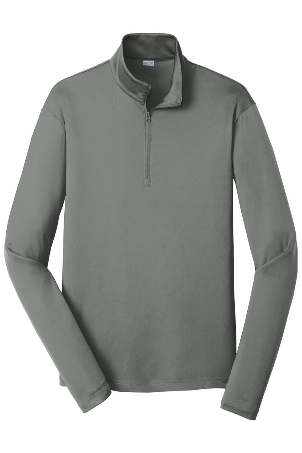 Grey Sport-Tek PosiCharge Competitor unisex 1/4-zip pullover with a mock neck and lightweight, breathable fabric.