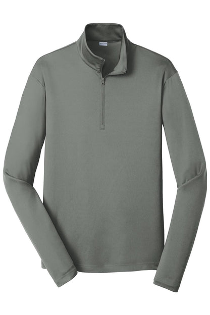 Grey Sport-Tek PosiCharge Competitor unisex 1/4-zip pullover with a mock neck and lightweight, breathable fabric.