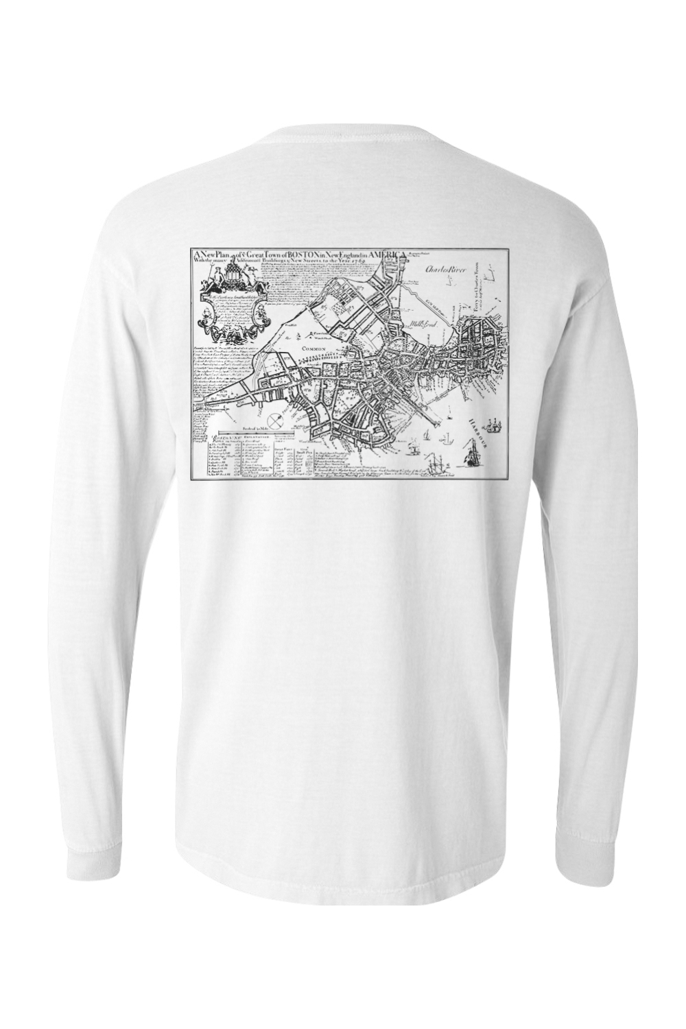 Bostonia Map Comfort Colors Long Sleeve T-Shirt - Men's